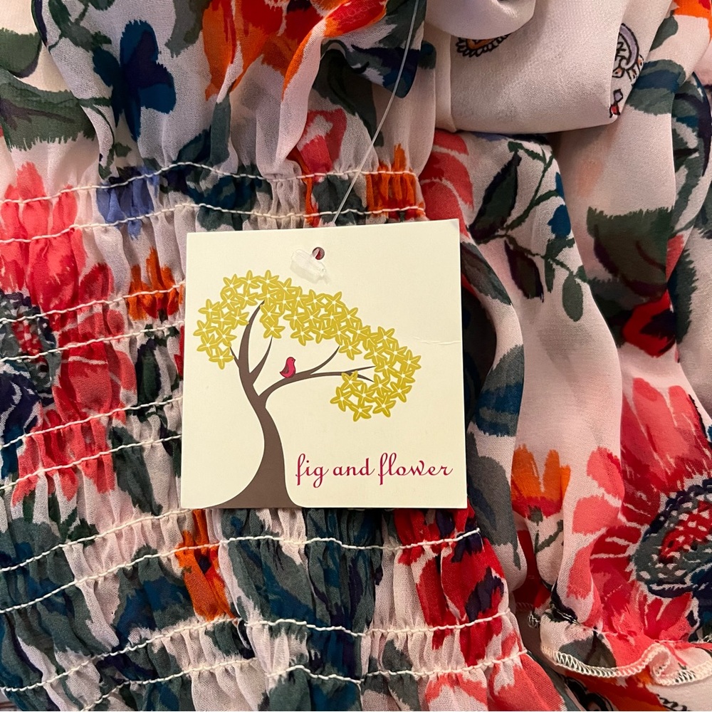 Fig & Flower Floral Block Print Vero Off the Shoulder Smocked Waist Maxi Dress - Picture 13 of 15